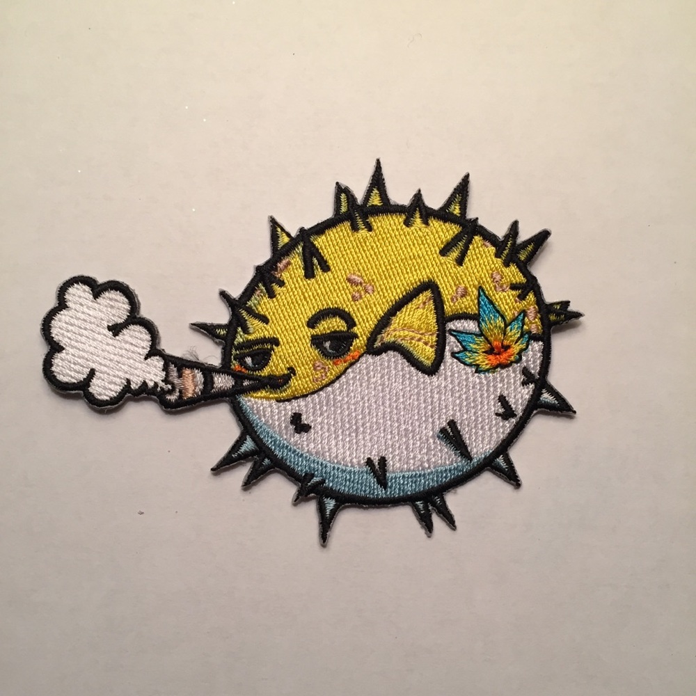 Pot Smoking Pals Sly Pufferfish Puffing Patch